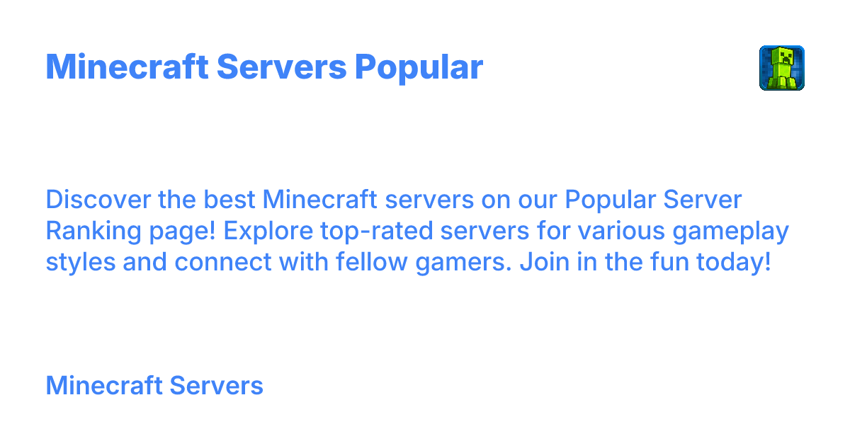 Minecraft Servers Popular